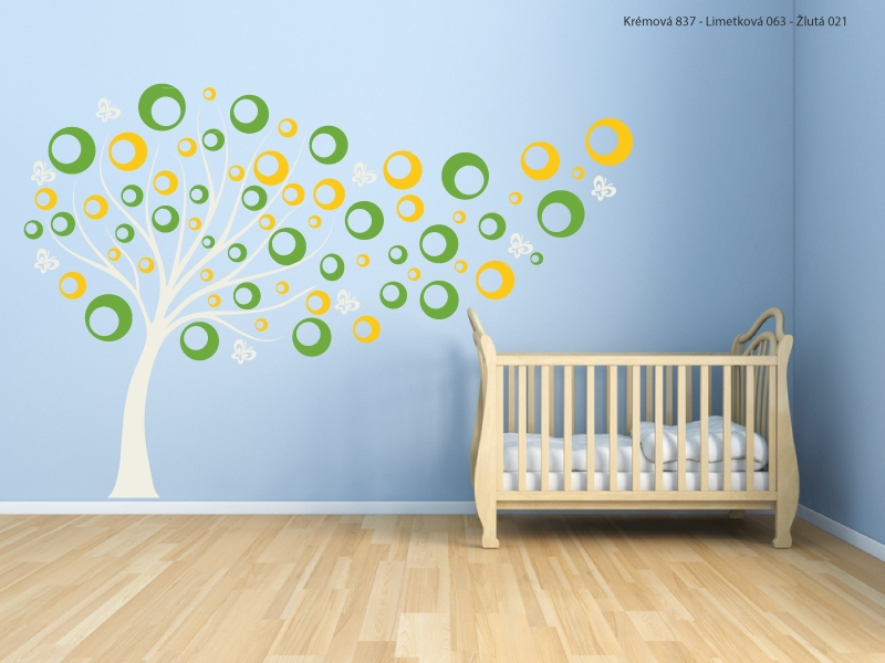 Samolepka na zeď Dětský strom s barevnými bublinkami