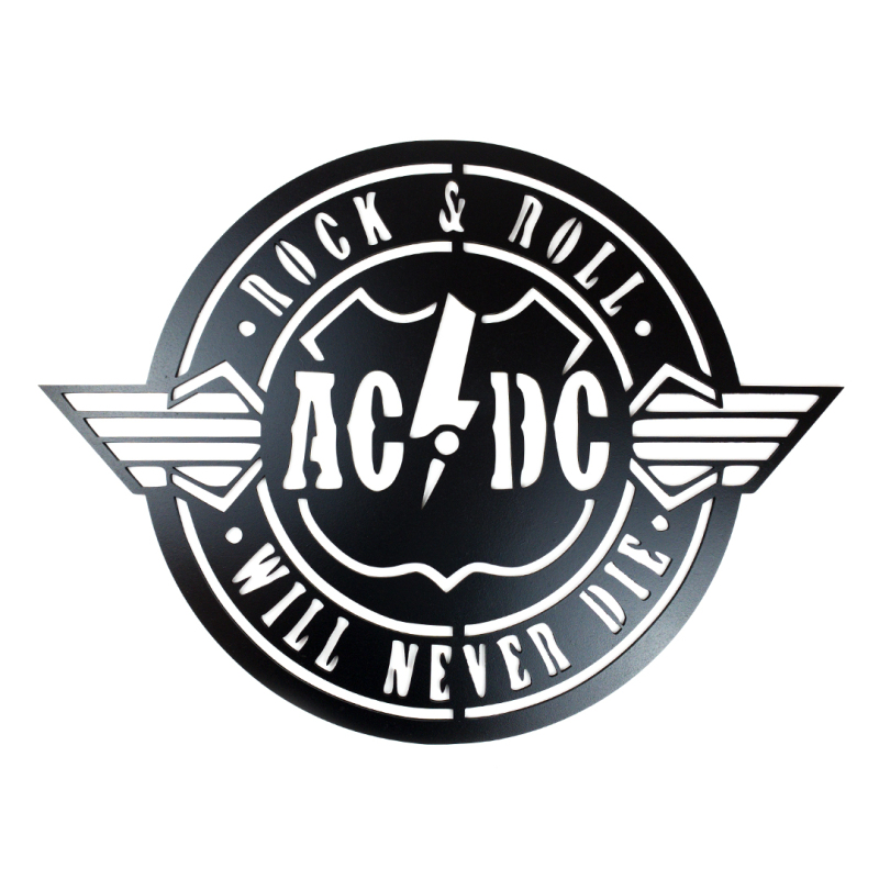 Dřevěná dekorace AC/DC černá