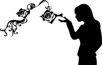 Samolepka Slečna s růží