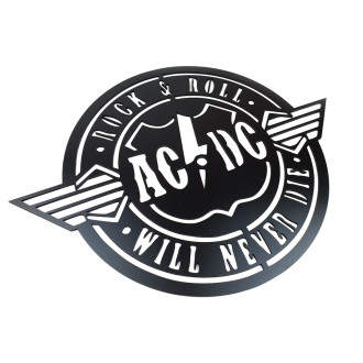 Dřevěná dekorace AC/DC černá