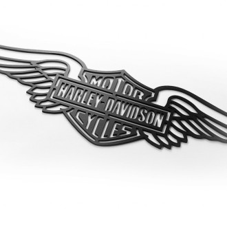 Dřevěná dekorace Harley Davidson křídla černá