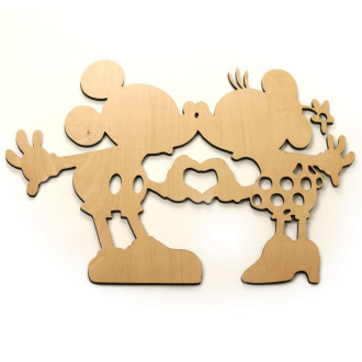 Dřevěná dekorace Mickey a Minnie