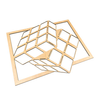 Dřevěná  dekorace Rubikova kostka