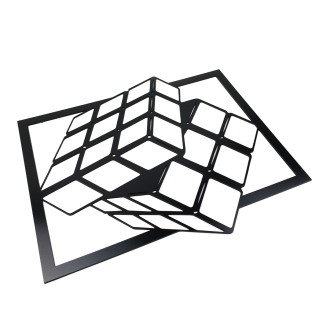 Dřevěná dekorace Rubikova kostka černá