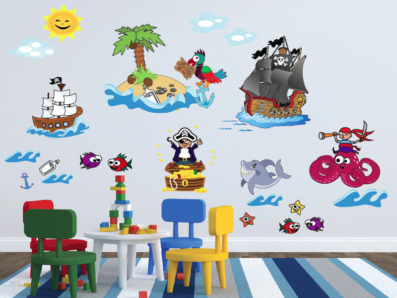 Samolepka na zeď Velká sada Piráti