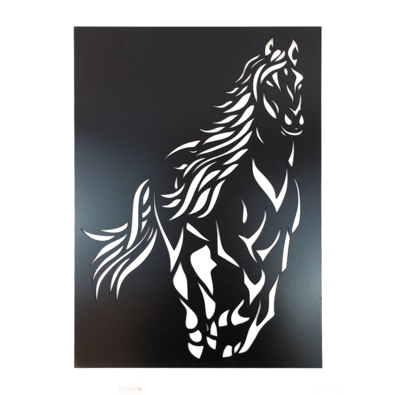 Dřevěná dekorace Obraz koně černá
