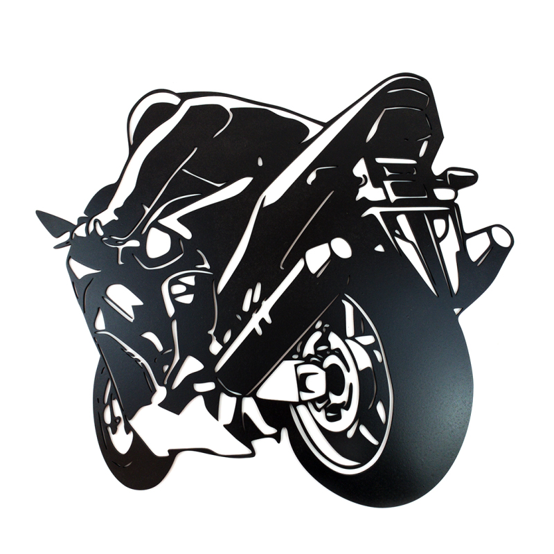 Dřevěná dekorace Sportovní motorka černá