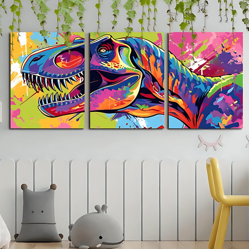 Obraz na plátne v ráme - Dinosaurus 3ks - 30 x 45 cm