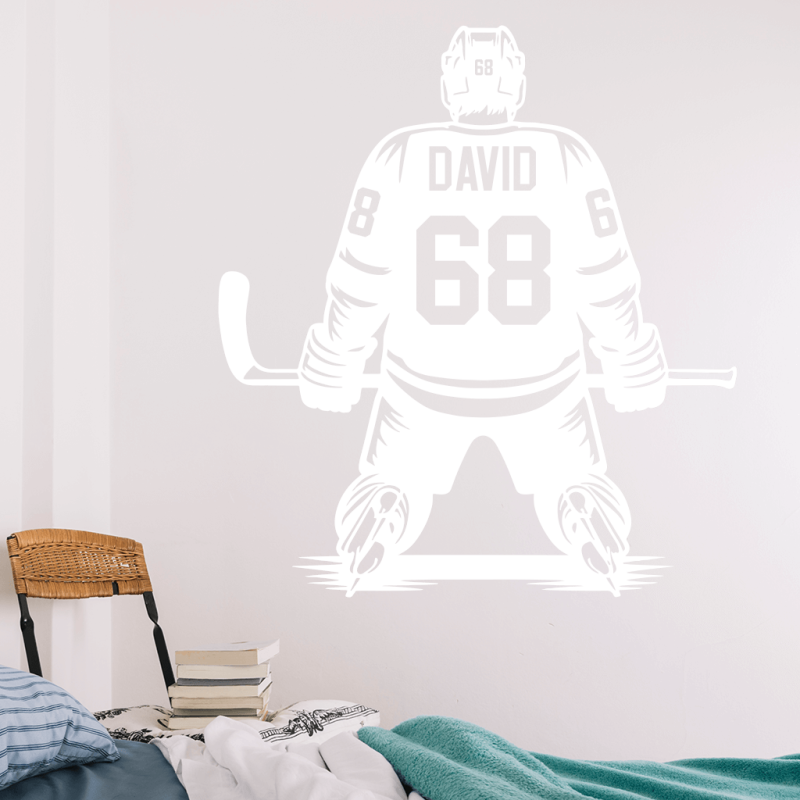Samolepka Klečící hokejista se jménem