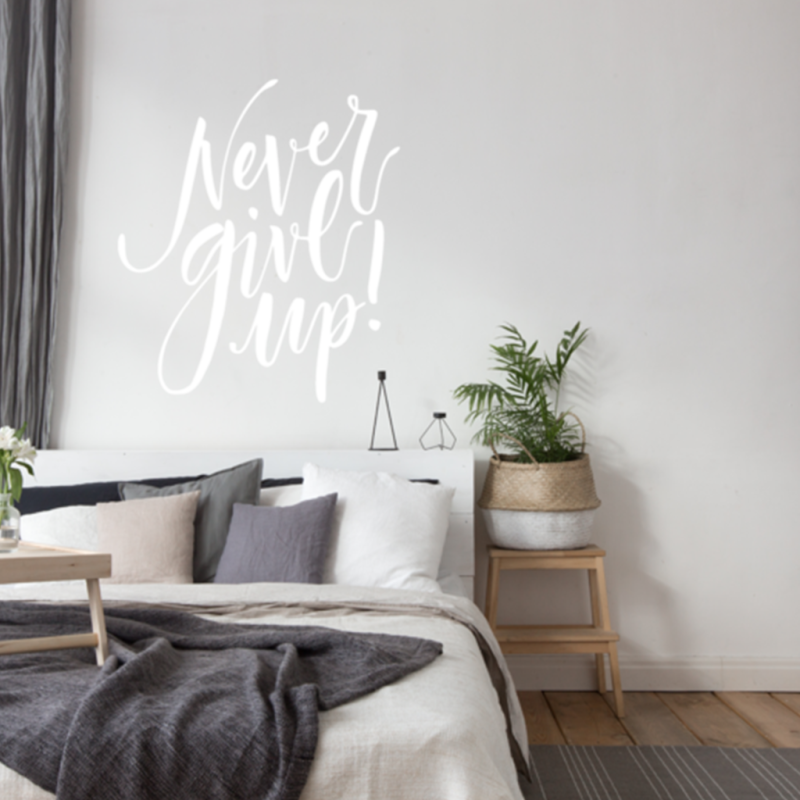 Samolepka Never give up