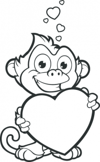Samolepka Opička se srdíčkem