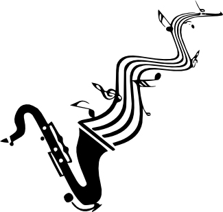 Samolepka Saxofon s notami