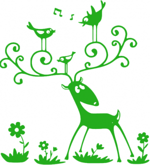 Samolepka Jelen s ptáčky