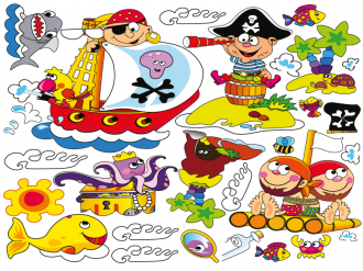 Samolepka na zeď Sada piráti