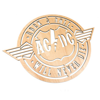 Dřevěná dekorace AC/DC