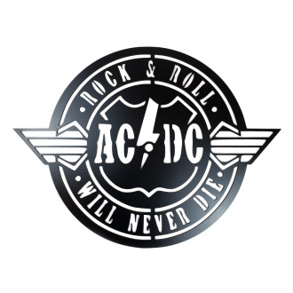 Dřevěná dekorace AC/DC černá