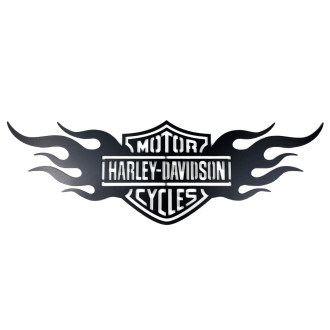 Dřevěná dekorace Harley Davidson v ohni černá