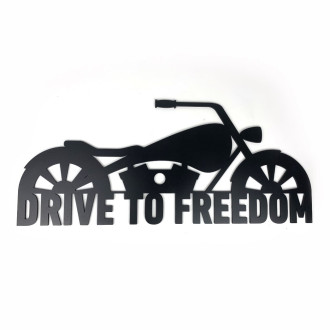 Dřevěná dekorace motorka Drive to Freedom černá