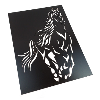Dřevěná dekorace Obraz koně černá