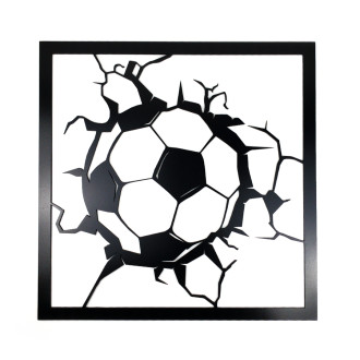 Dřevěná dekorace Fotbalový míč černý