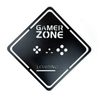 Dřevěná dekorace Gamer Zone černá