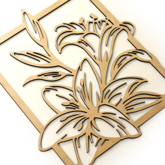 Dřevěná dekorace Květy Lilie