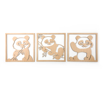 Dřevěná dekorace Pandy v rámečku