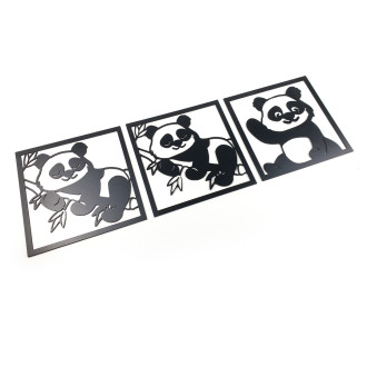 Dřevěná dekorace Pandy v rámečku černá