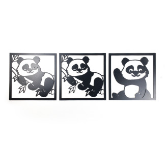 Dřevěná dekorace Pandy v rámečku černá