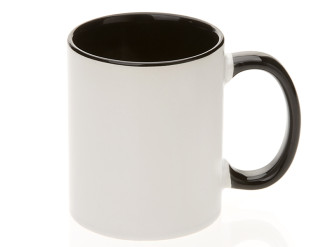 Keramický hrníček s vlastním potiskem s barevným vnitřkem a uchem