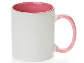 Keramický hrníček s vlastním potiskem s barevným vnitřkem a uchem