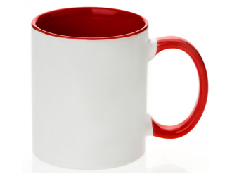 Keramický hrníček s vlastním potiskem s barevným vnitřkem a uchem