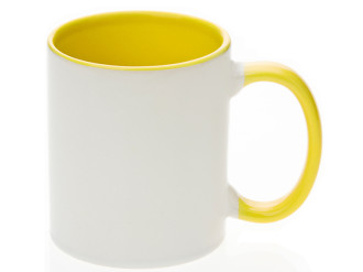 Keramický hrníček s vlastním potiskem s barevným vnitřkem a uchem