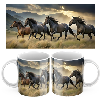 Keramický hrníček Koně a Hory