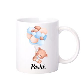 Keramický hrníček Medvídek s balónky kluk