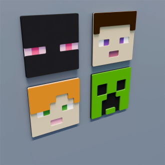 Dřevěná dekorace Minecraft hlavy