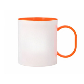 Plastový hrnek s vlastním potiskem s barevným vnitřkem a uchem