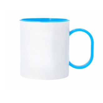 Plastový hrnek s vlastním potiskem s barevným vnitřkem a uchem