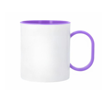 Plastový hrnek s vlastním potiskem s barevným vnitřkem a uchem