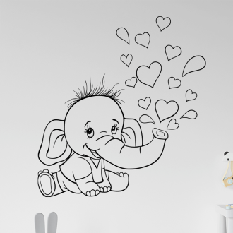 Samolepka Slůně se srdíčky