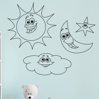 Samolepka Sluníčko, mráček a měsíček